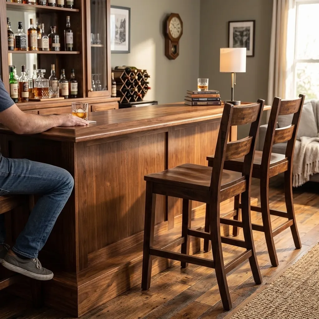 [1508RM-24] 24"H Ladderback Barstool Wood Seat
