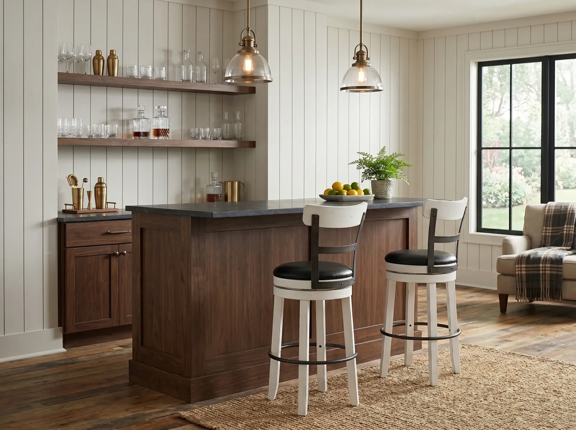 [1624EC-B30] 30"H Barstool With Back & Swivel Cushion Seat