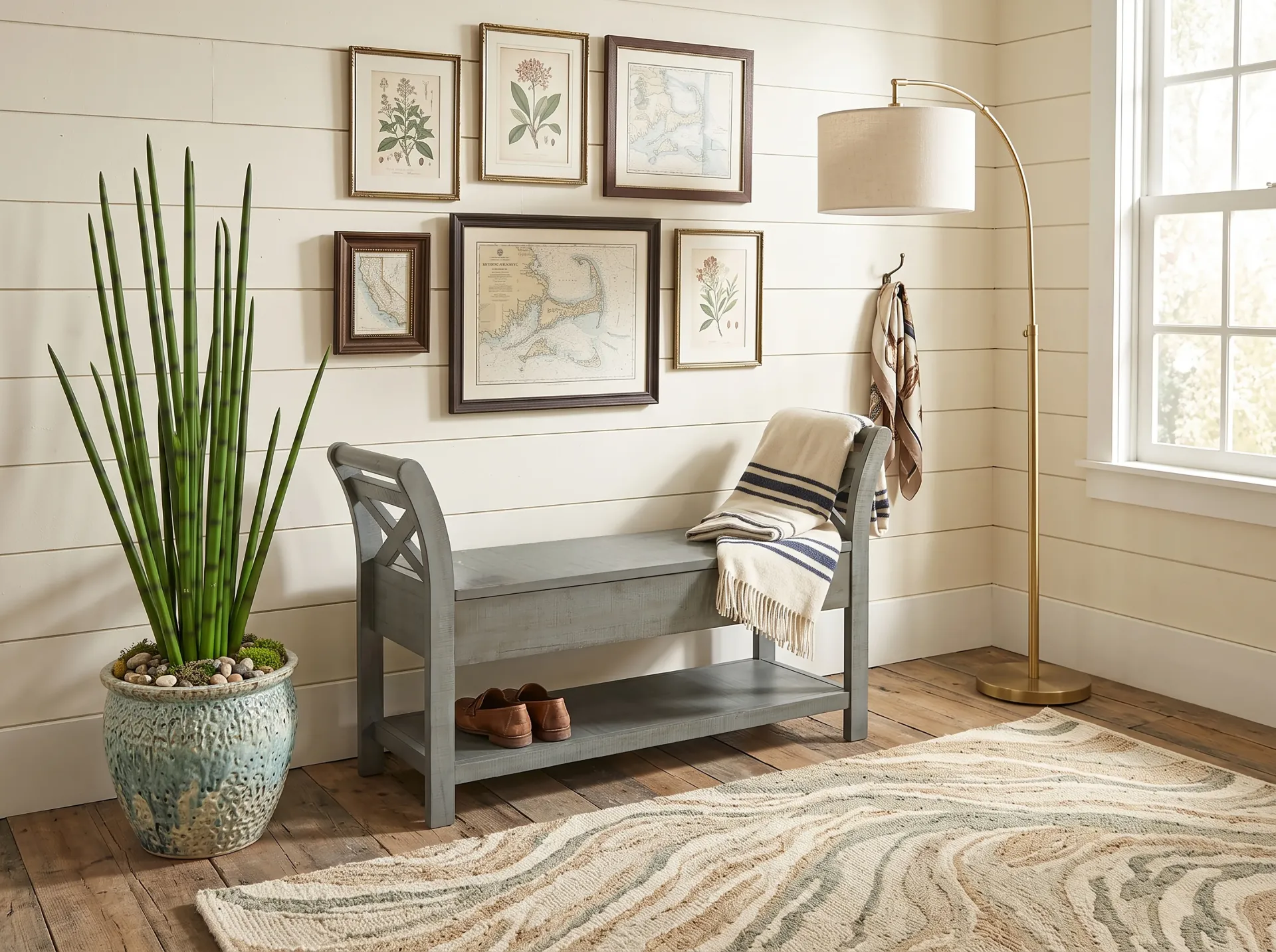 [2075LB-48] 48" Accent Bench With Storage Wood Seat