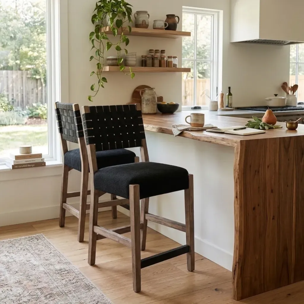 Arch Counter Stool Cushion Seat & Webbed Back