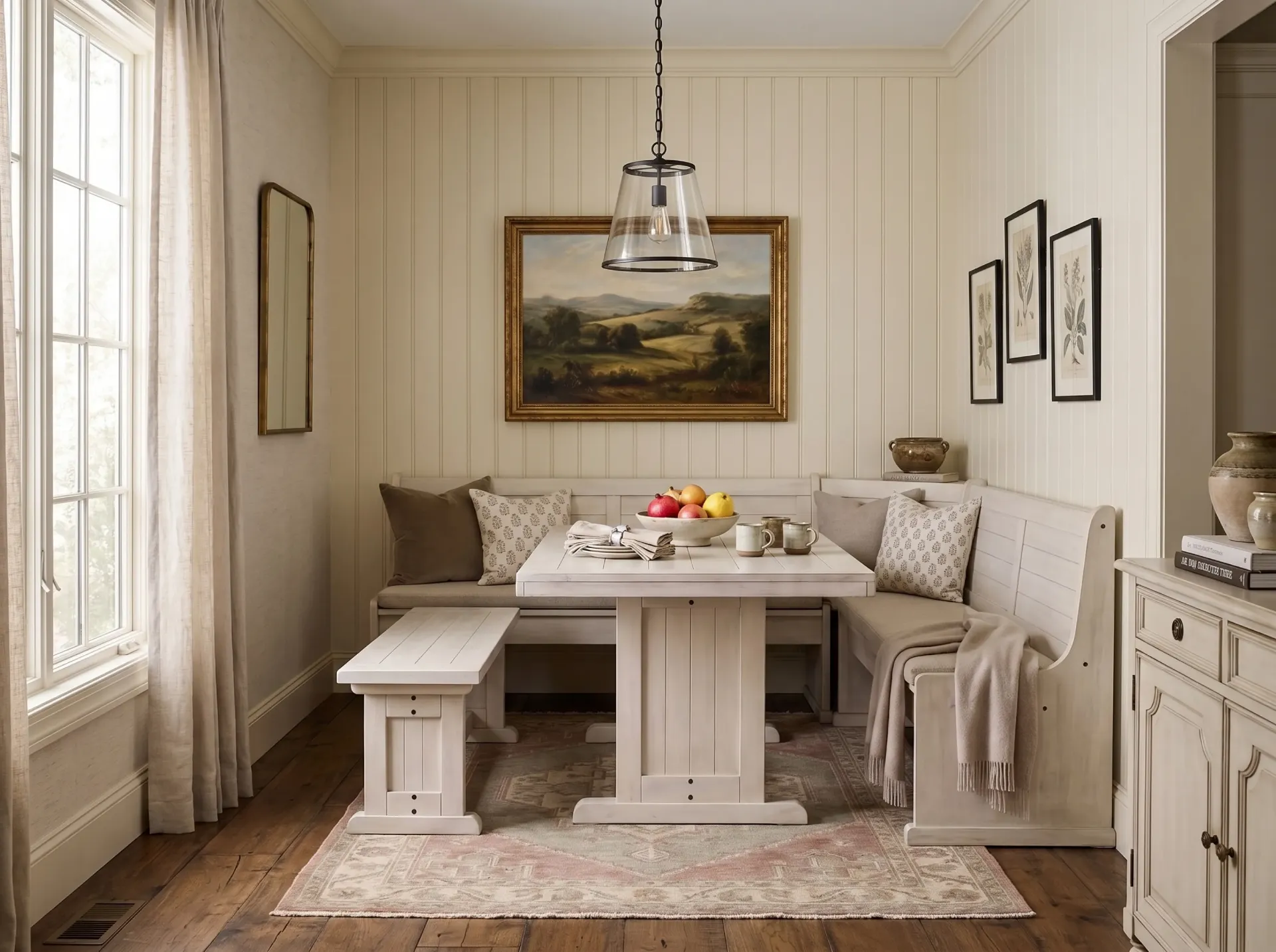 [0113MW] Bayside Breakfast Nook 4 PC Set in Marble White-0113MW