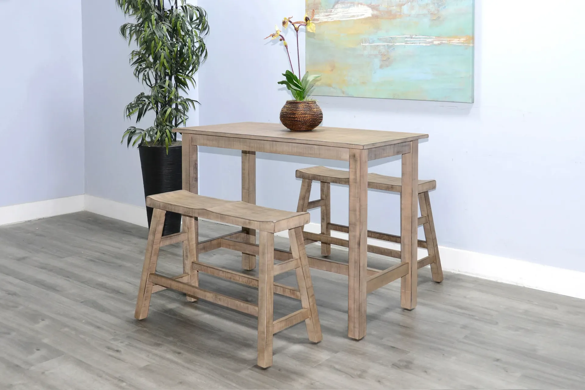[1671BP-24] Beach Pebble 24"H Bench 9" Wood Seat