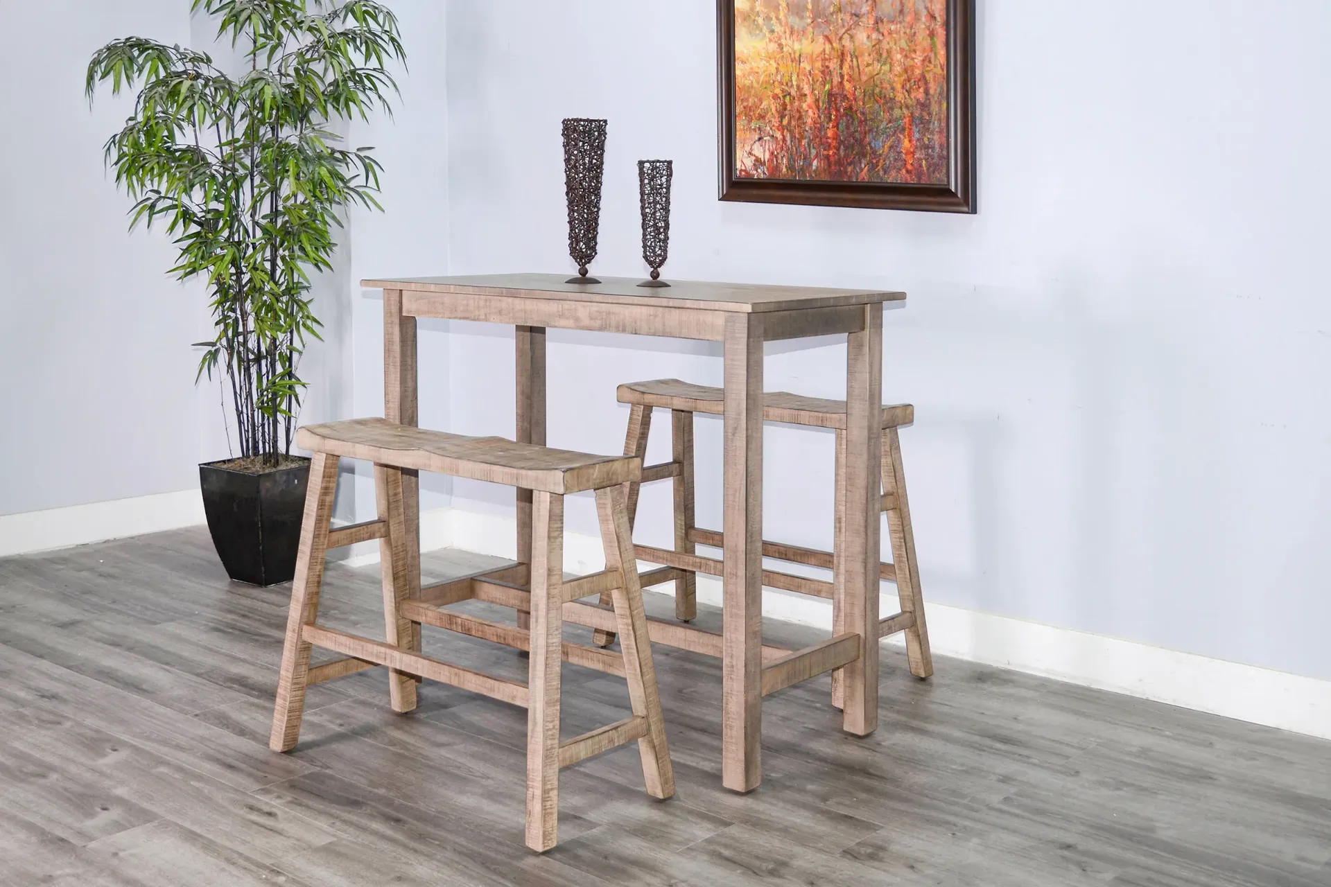 [1671BP-30] Beach Pebble 30"H Bench Wood Seat