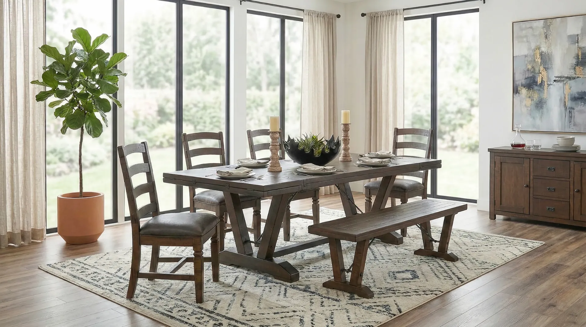 [1668TL] Bench With Turnbuckles Wood Seat
