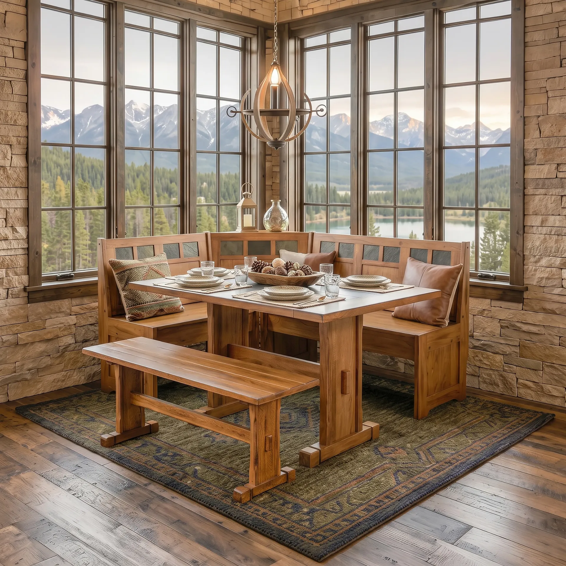 Sedona Breakfast Nook Side Bench Wood Seat