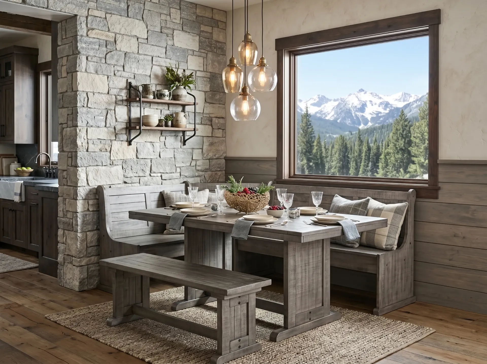 Breakfast Nook Table in Alpine Gray