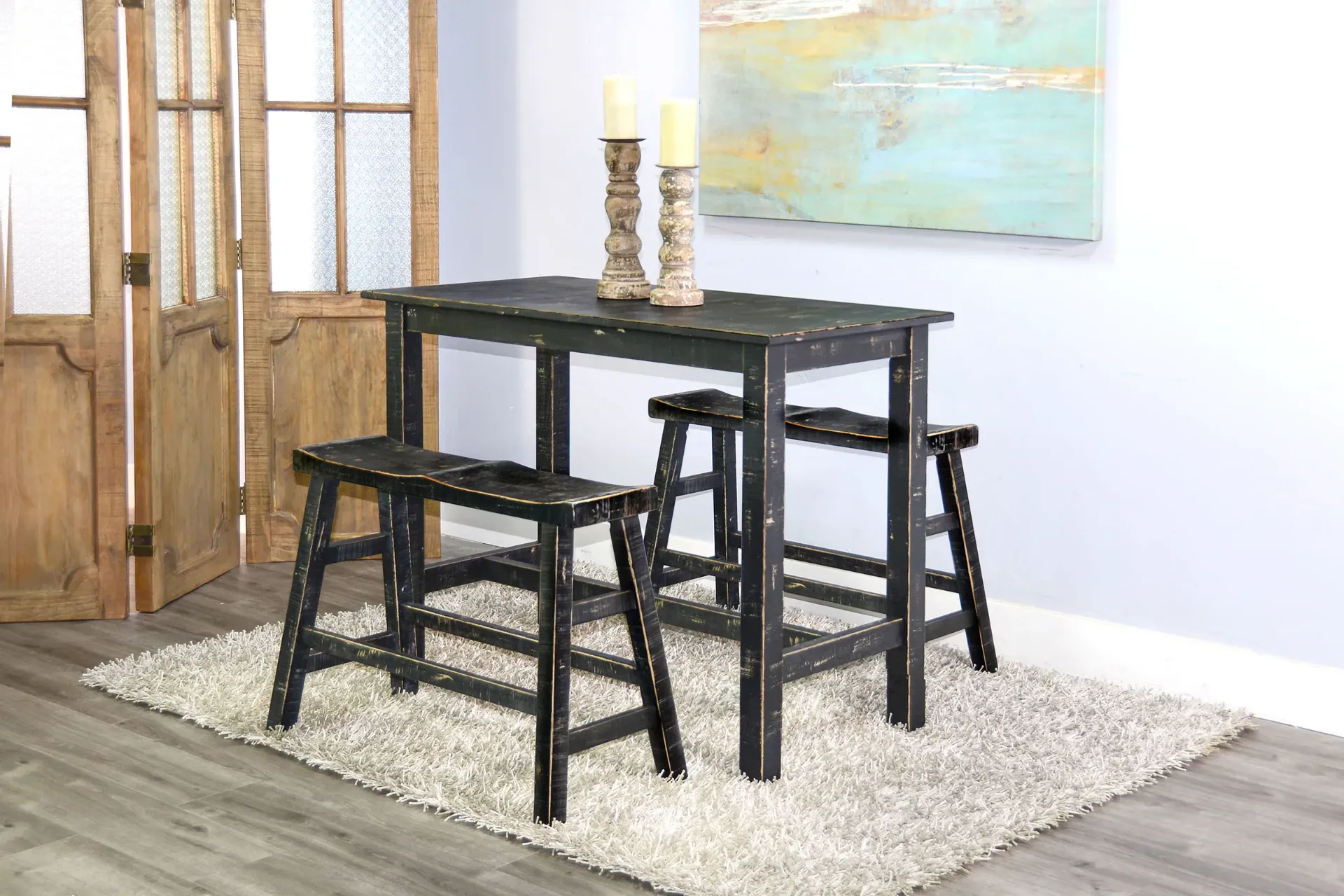 Black Sand 24"H Bench 9" Wood Seat