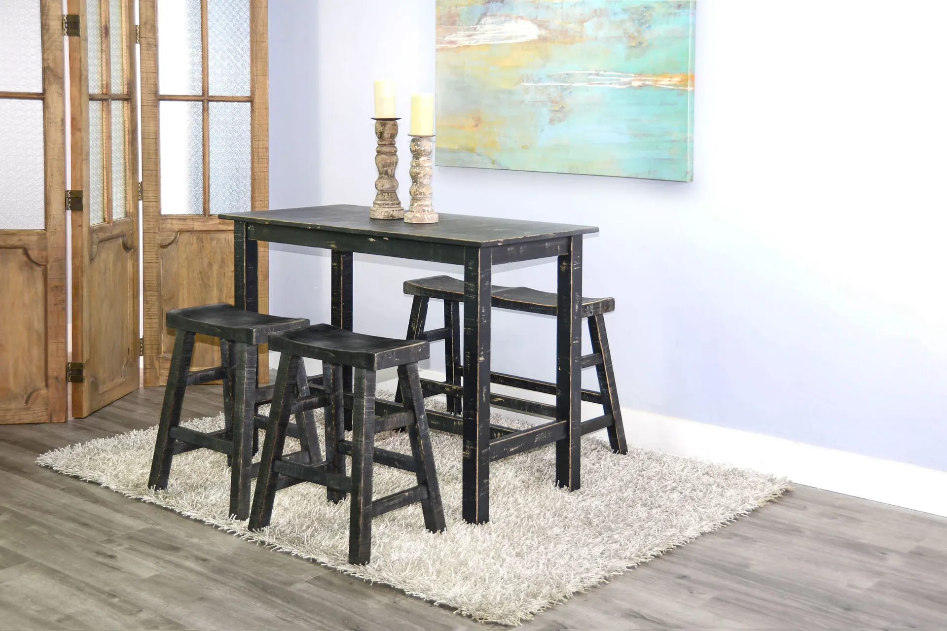 [1768BS-24] Black Sand 24"H Saddle Seat Stool Wood Seat