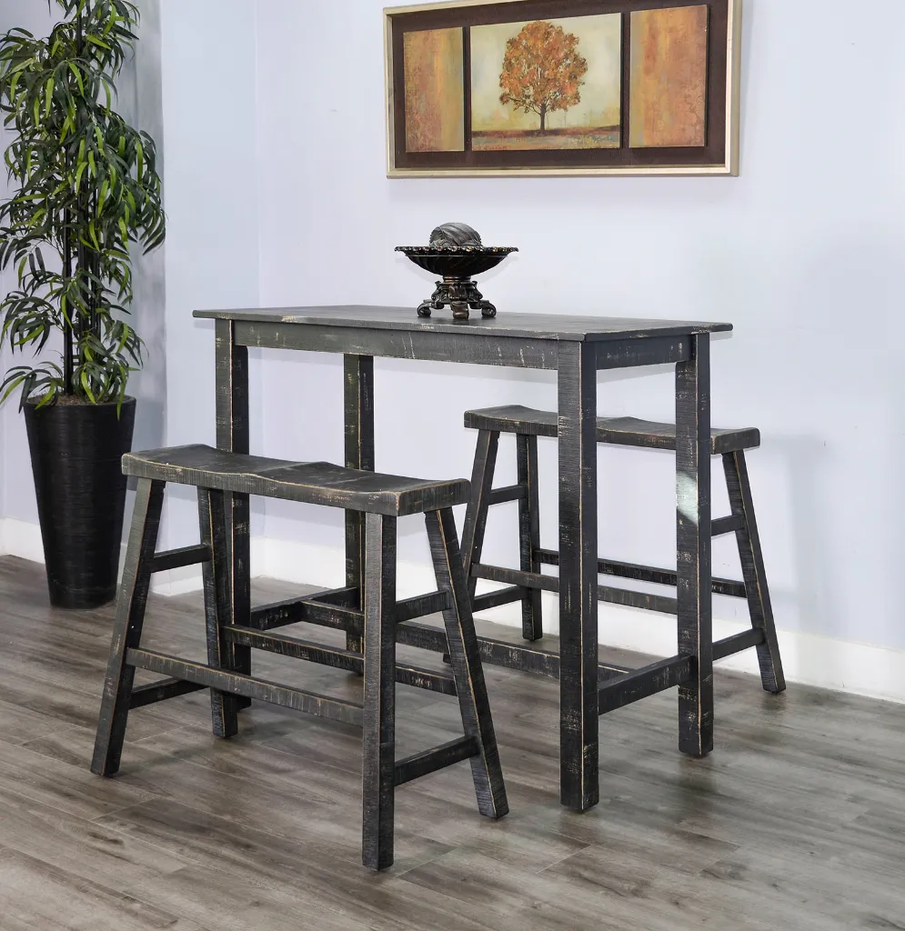 [1671BS-30] Black Sand 30"H Bench Wood Seat