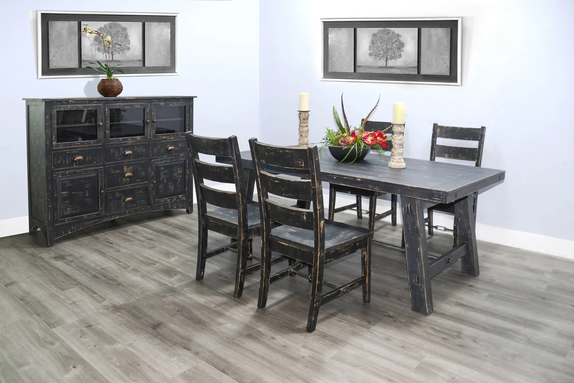 Black Sand Ladderback Chair With Turnbuckle Wood Seat