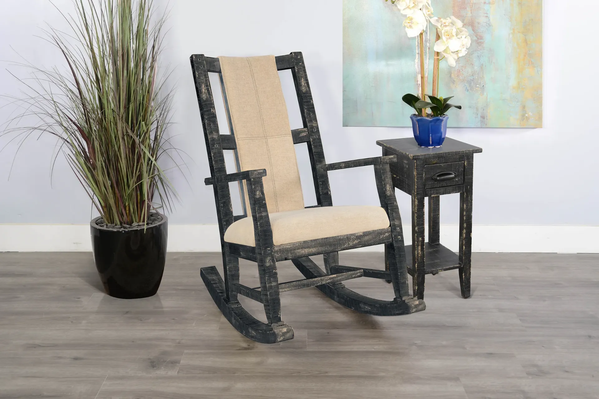 [1935BS] Black Sand Rocker Cushion Seat & Back
