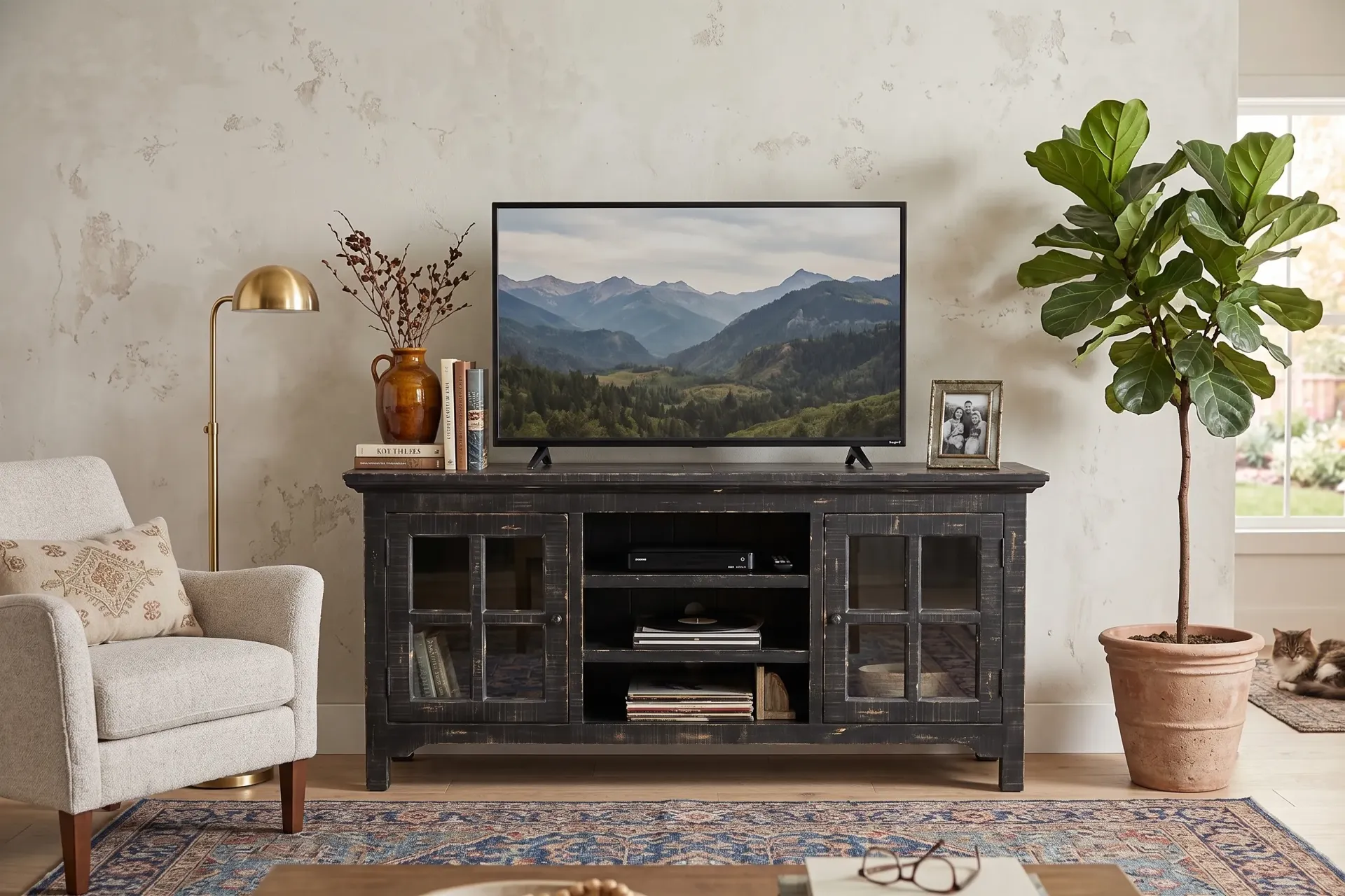[3655BS] Black Sand TV Console