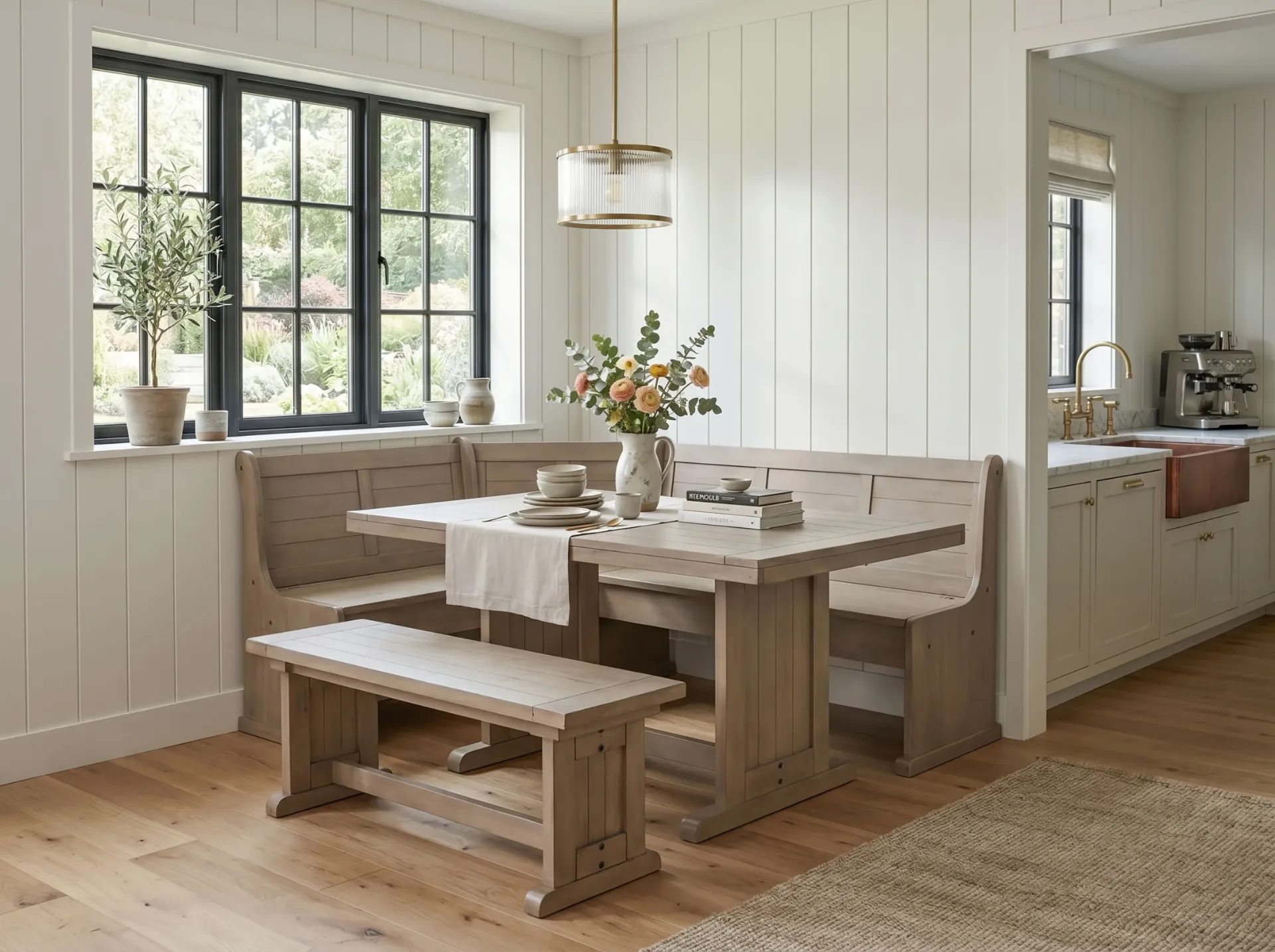 Breakfast Nook 4 PC Set in Hazelnut