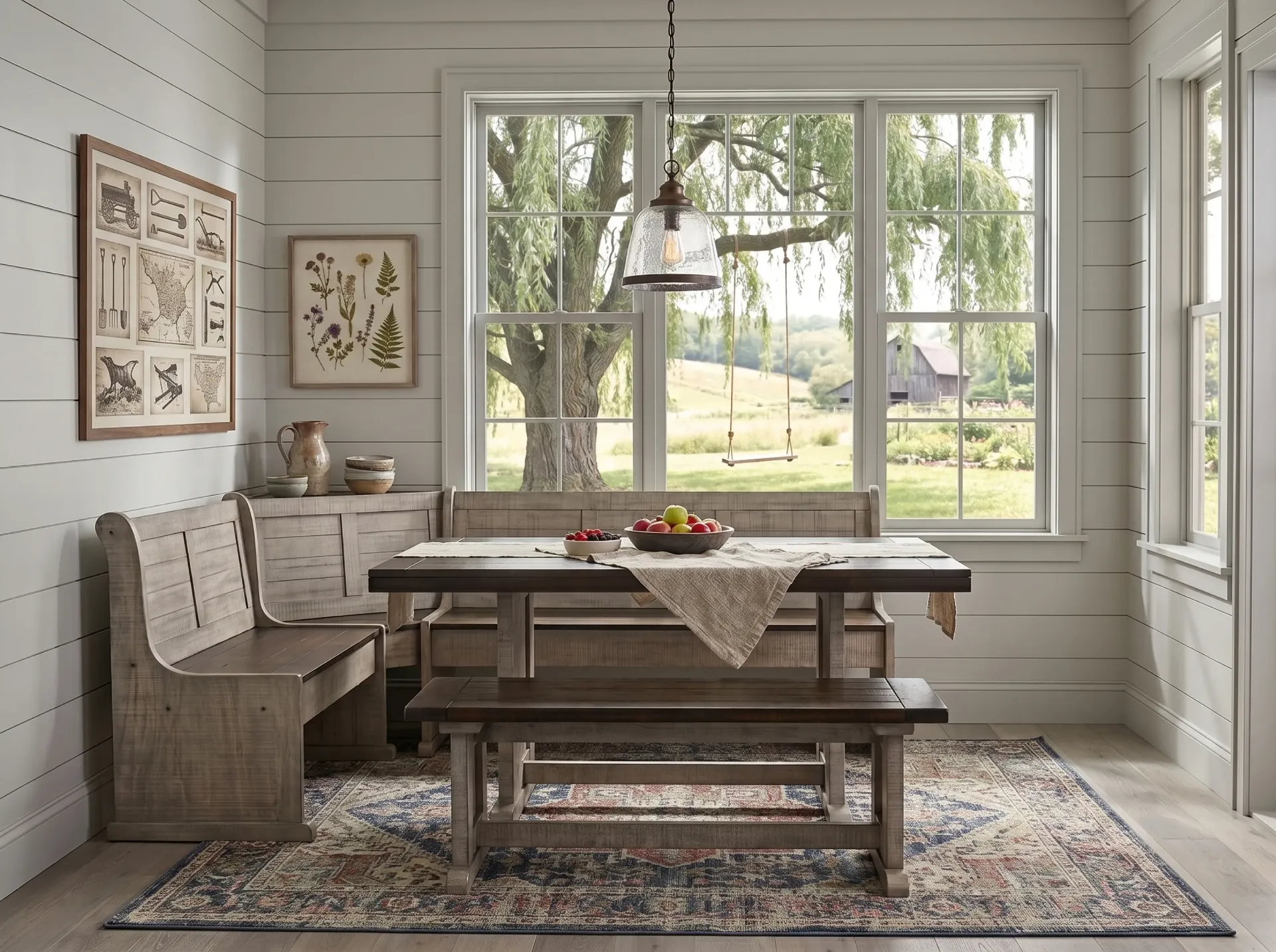 Breakfast Nook 4 PC Set in Tobacco/Alpine Gray