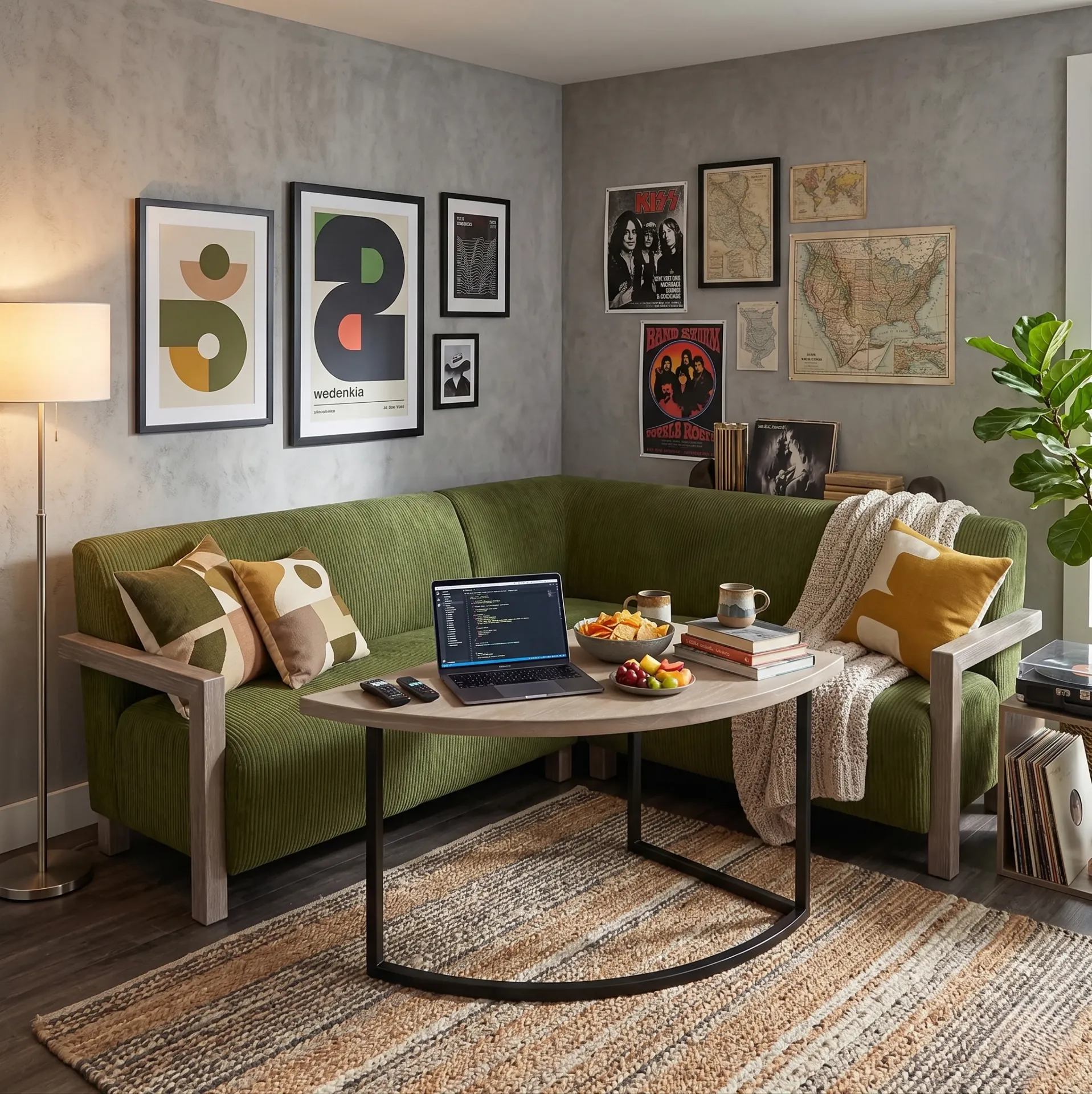 Gibson Breakfast Nook Sofa Bench Set(Green Fabric)