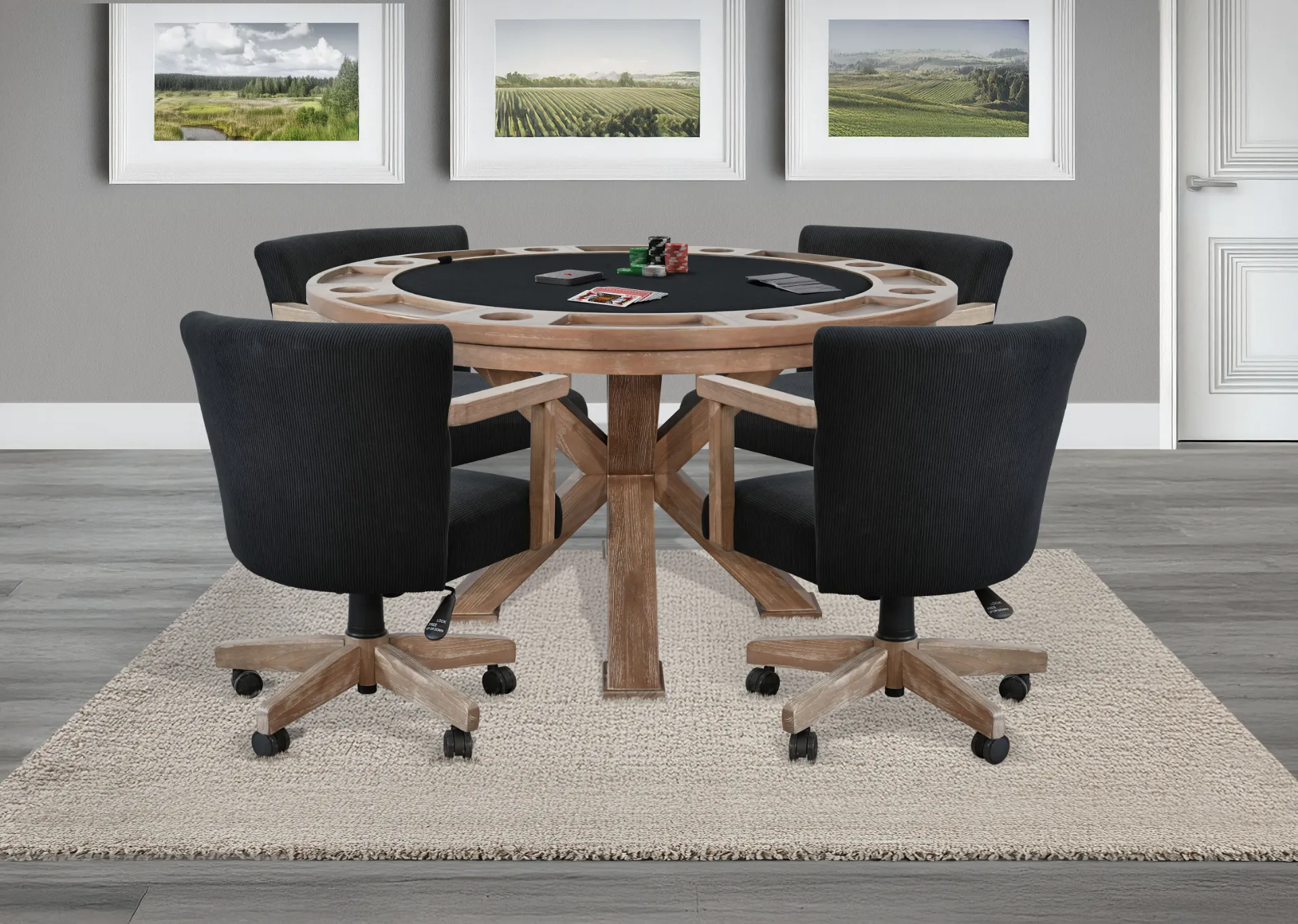 [1445OG] Gibson Game Chair With Arms & Casters Cushion Seat & Back