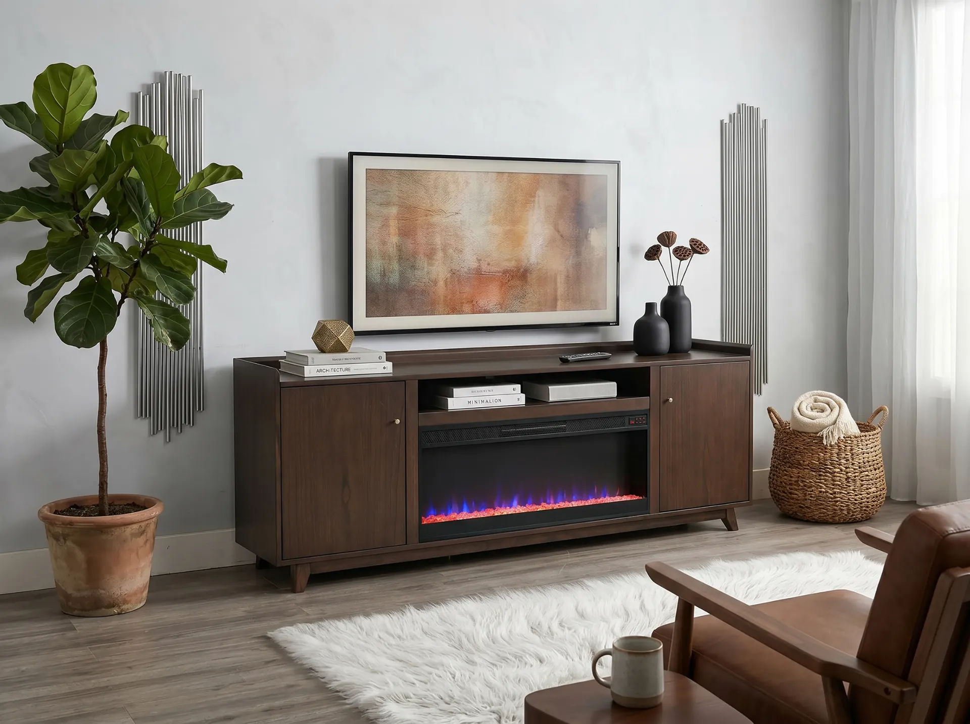 [3513WL-86] Jane Console With Fireplace Insert Option