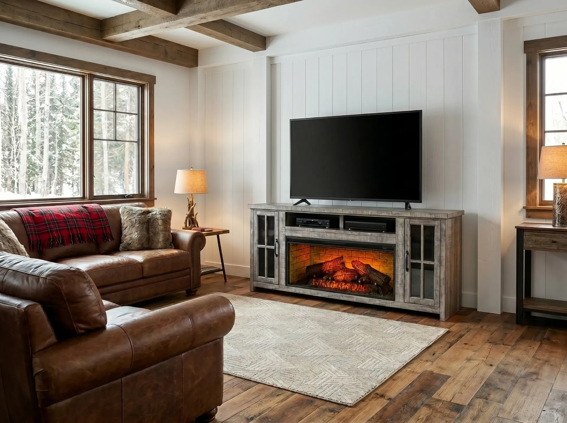 76" Plantation Alpine Gray Media Console With 42" Fireplace Option (3658)