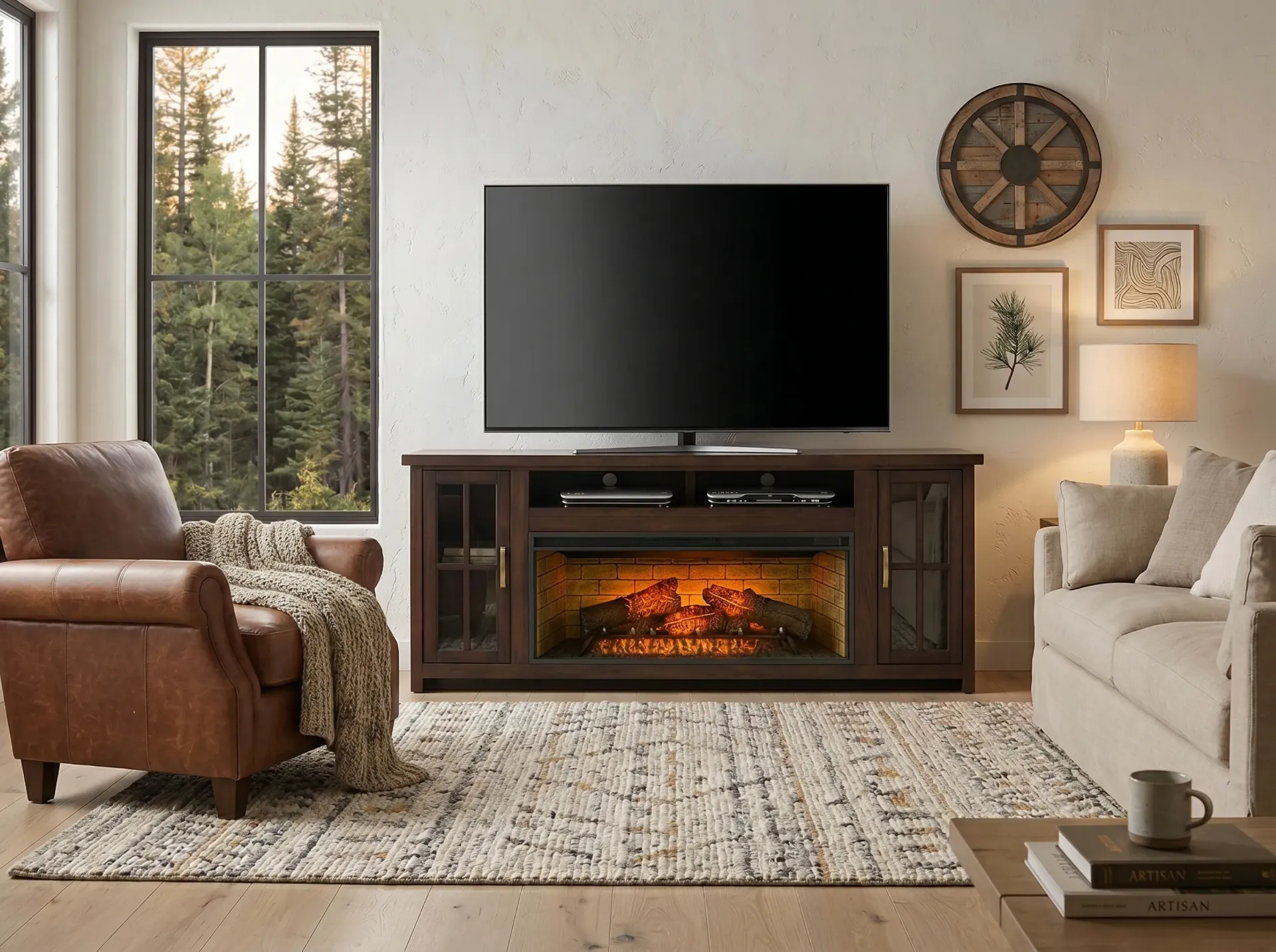 [3662CB-76] 76" Plantation Coffee Bean Media Console With 42" Fireplace Option (3658)