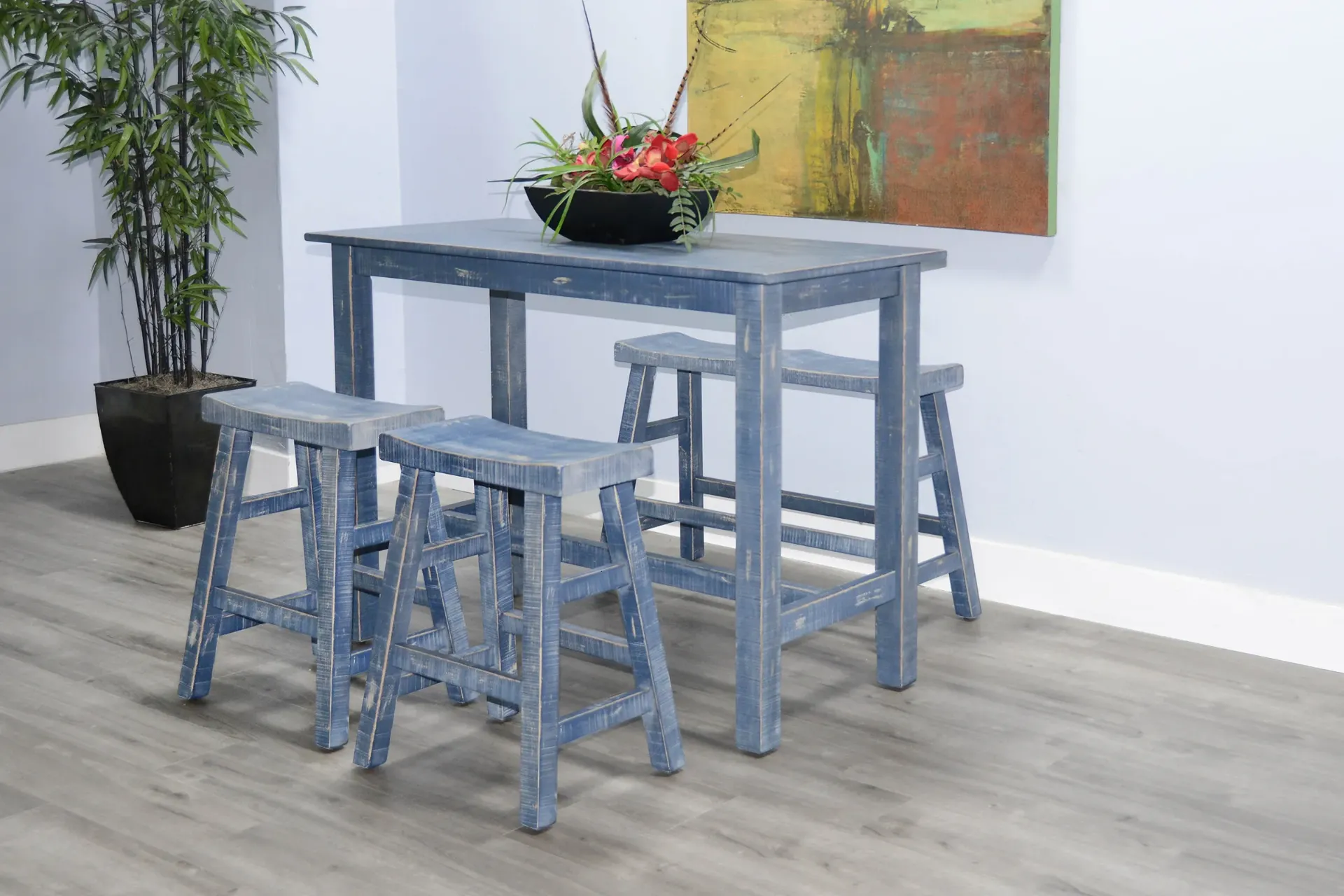 Ocean Blue 24"H Bench 9" Wood Seat