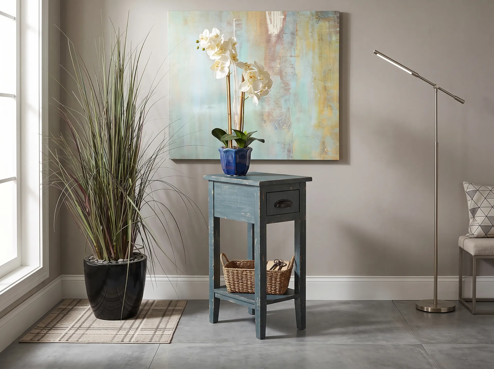 [2077OB] Ocean Blue Chair Side Table