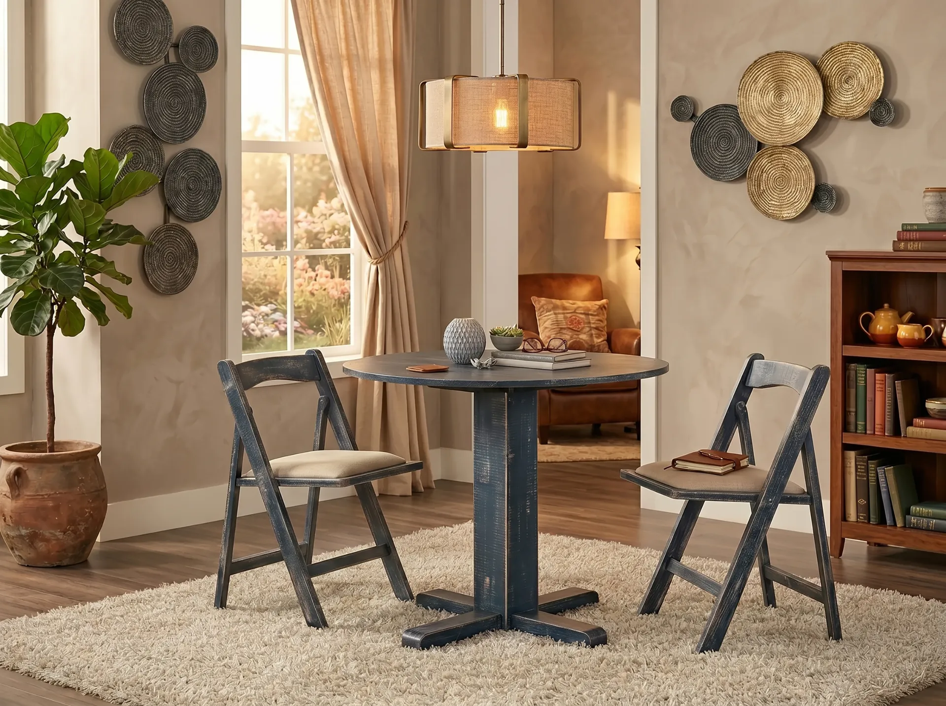 [1001OB] Ocean Blue Drop Leaf Table