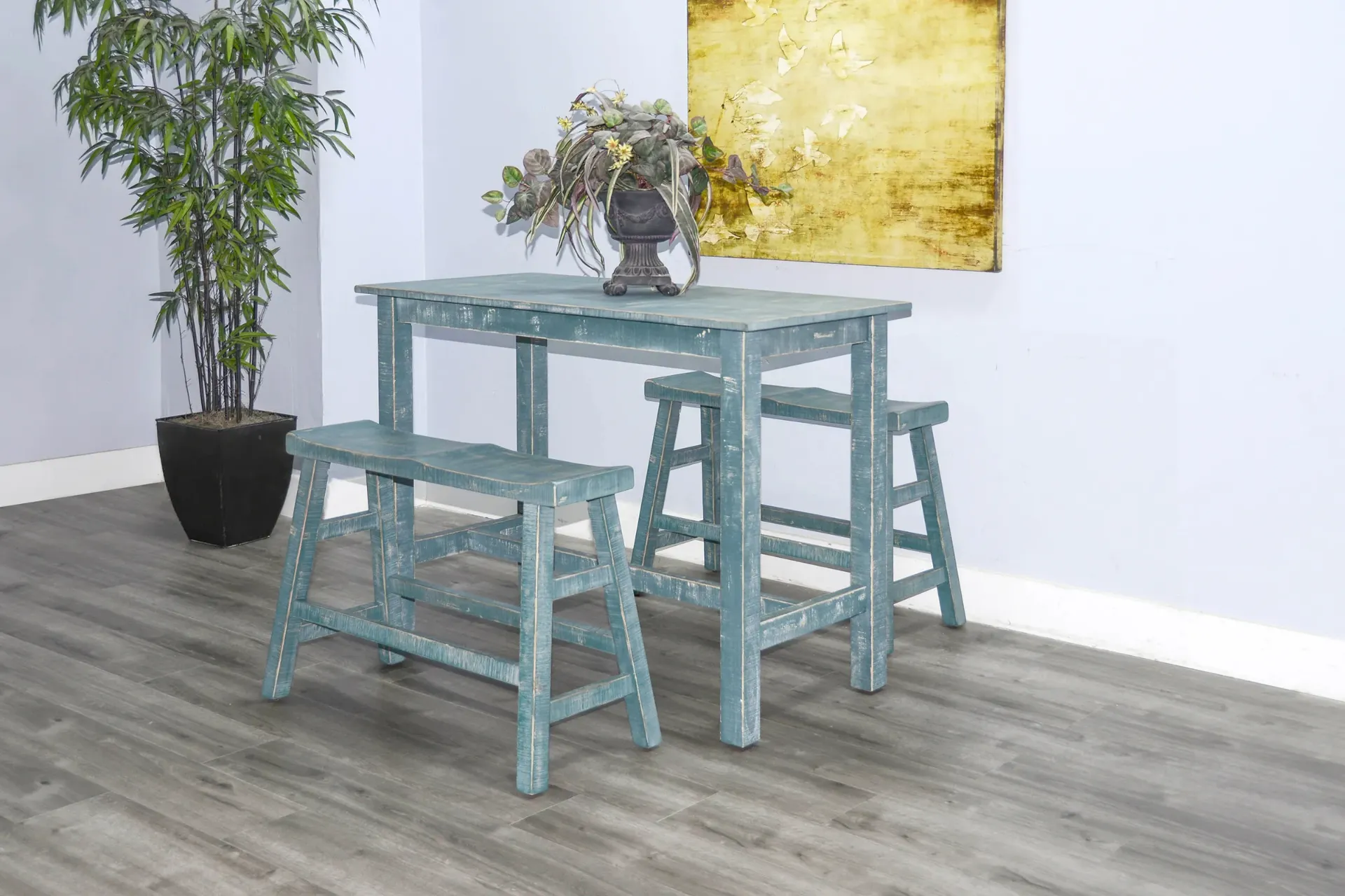 [1671SG-24] Sea Grass 24"H Bench 9" Wood Seat