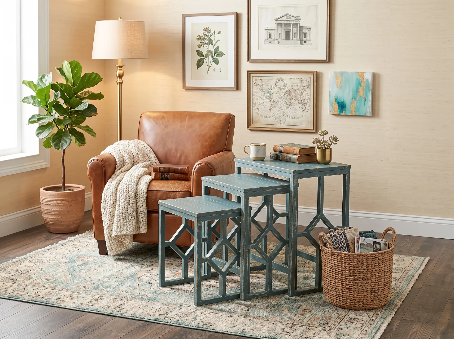 [2087SG] Sea Grass Nesting Table
