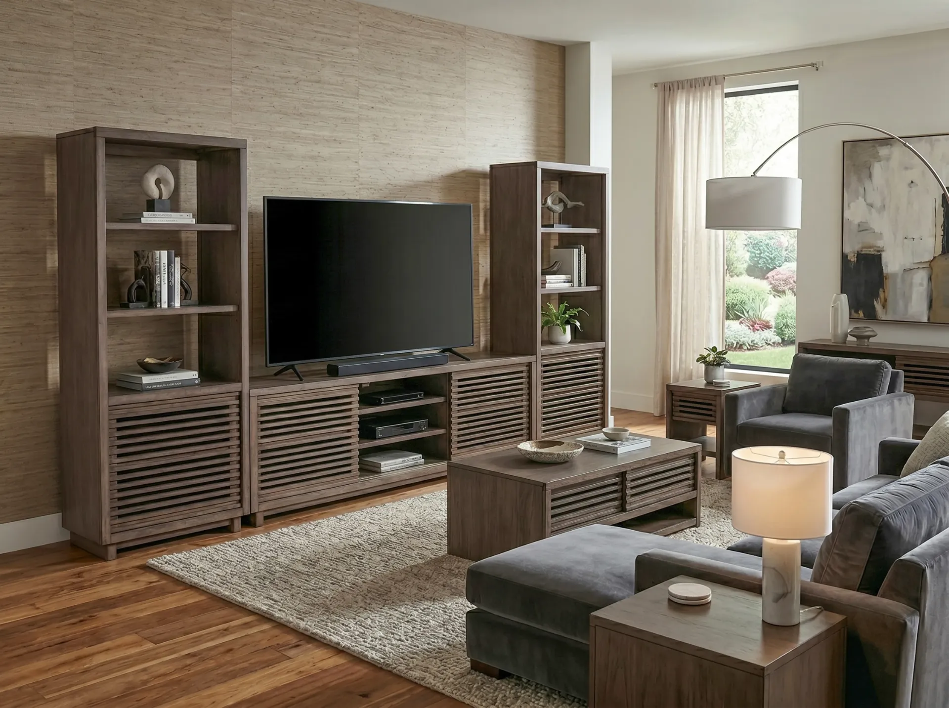 [3665BU-PR] Slat Media Pier Cabinet Right