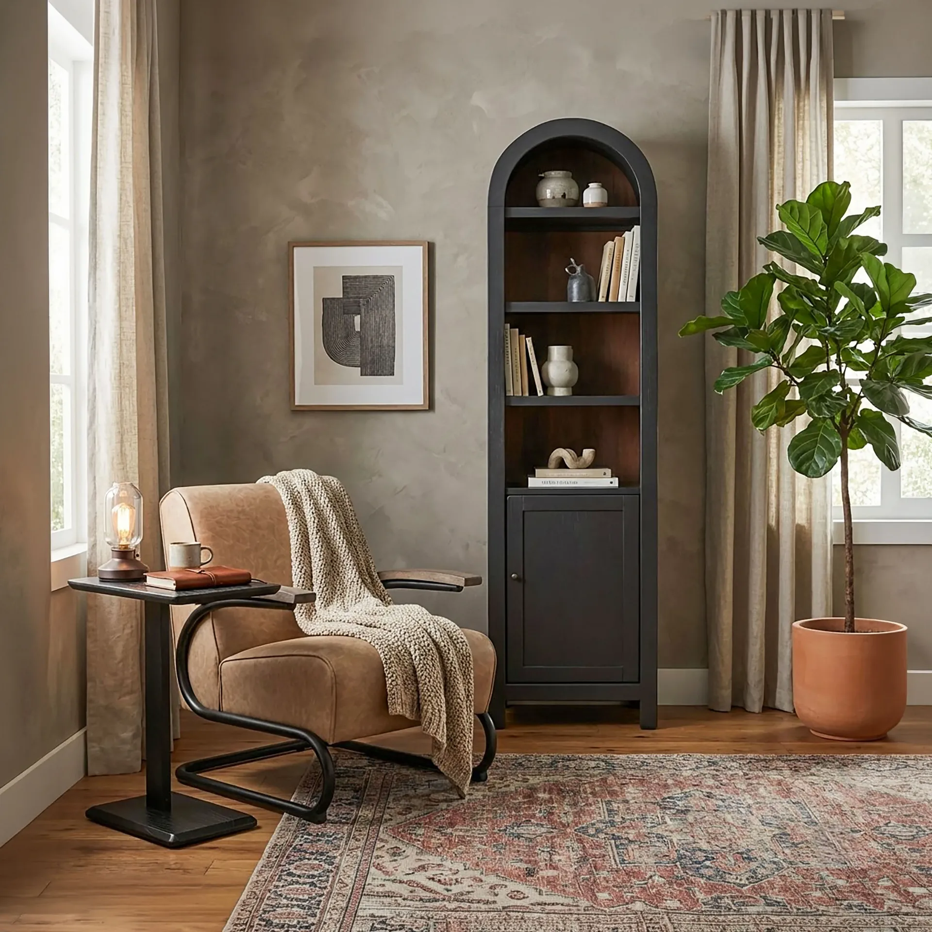 Small Arch Cabinet, Black Magic
