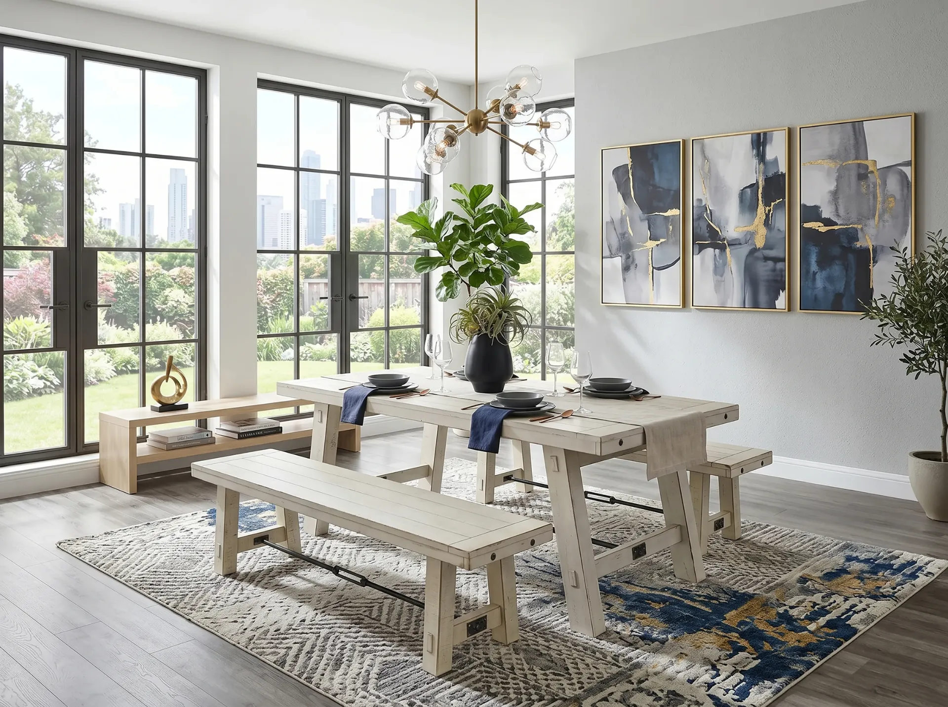 [1367WS] Marina White Sand Dining Table With Turnbuckle