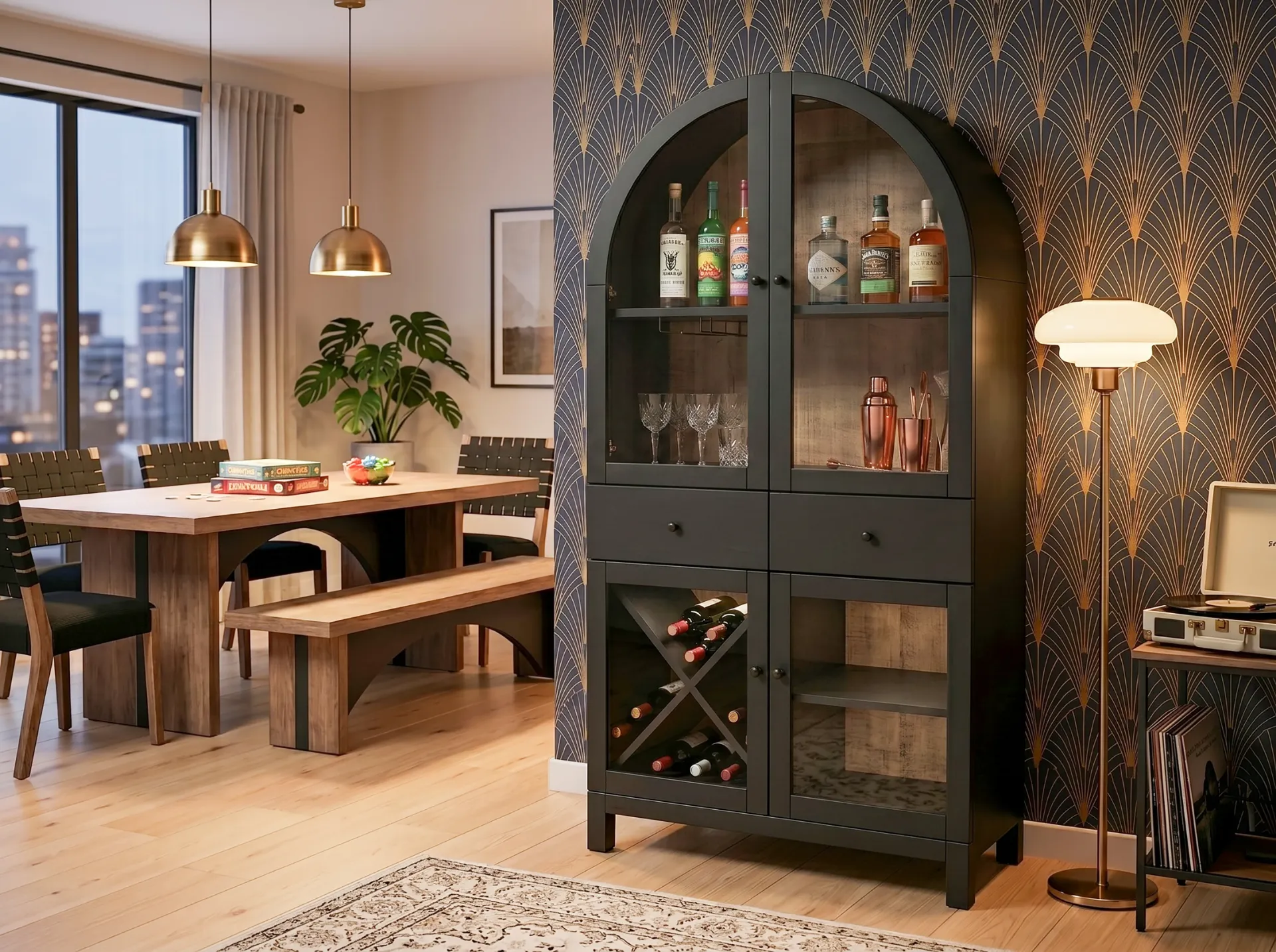 [2117BL] Wine Bar With Wine Rack