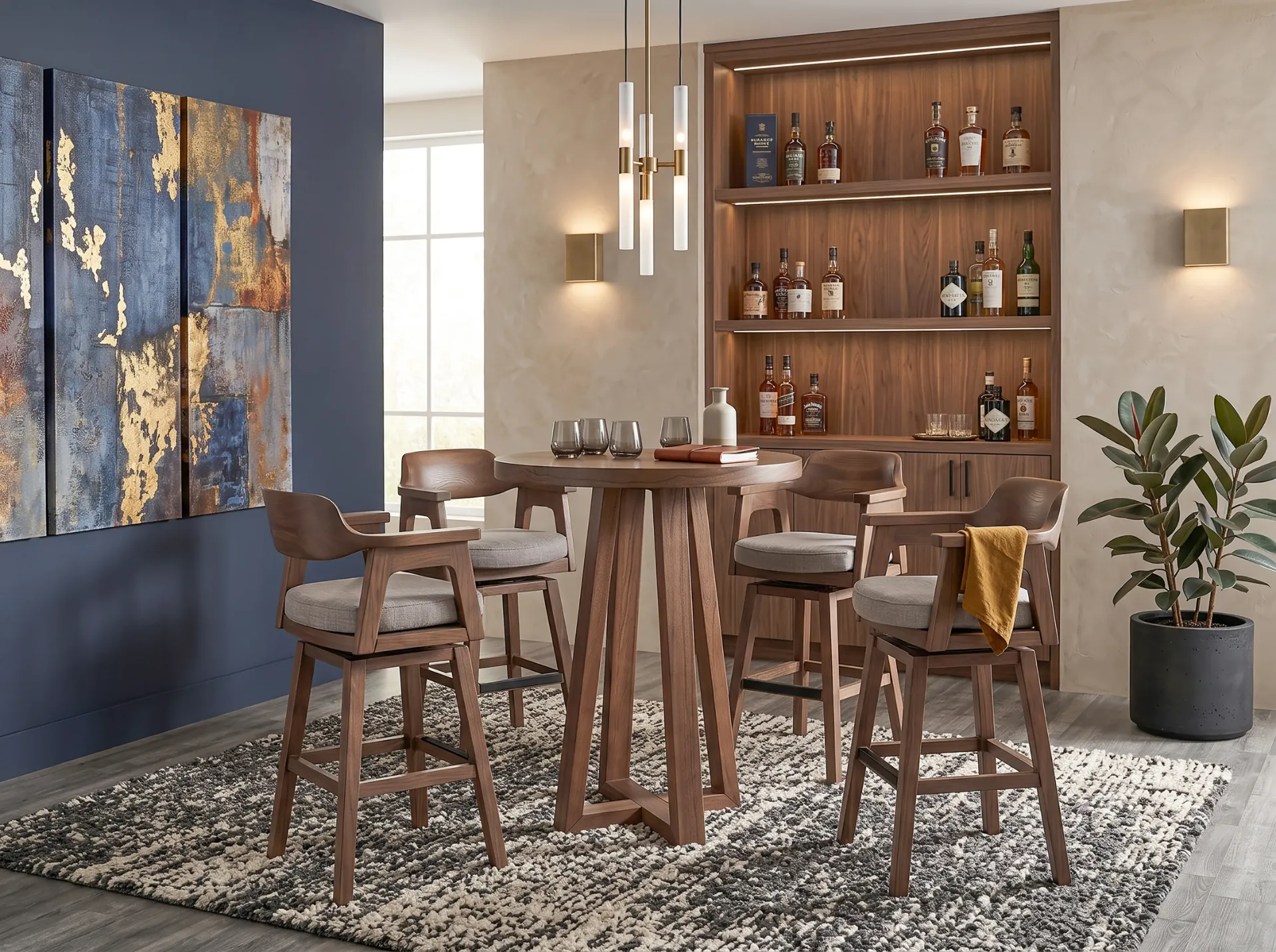 Wren Swivel Barstool, Cushion Seat