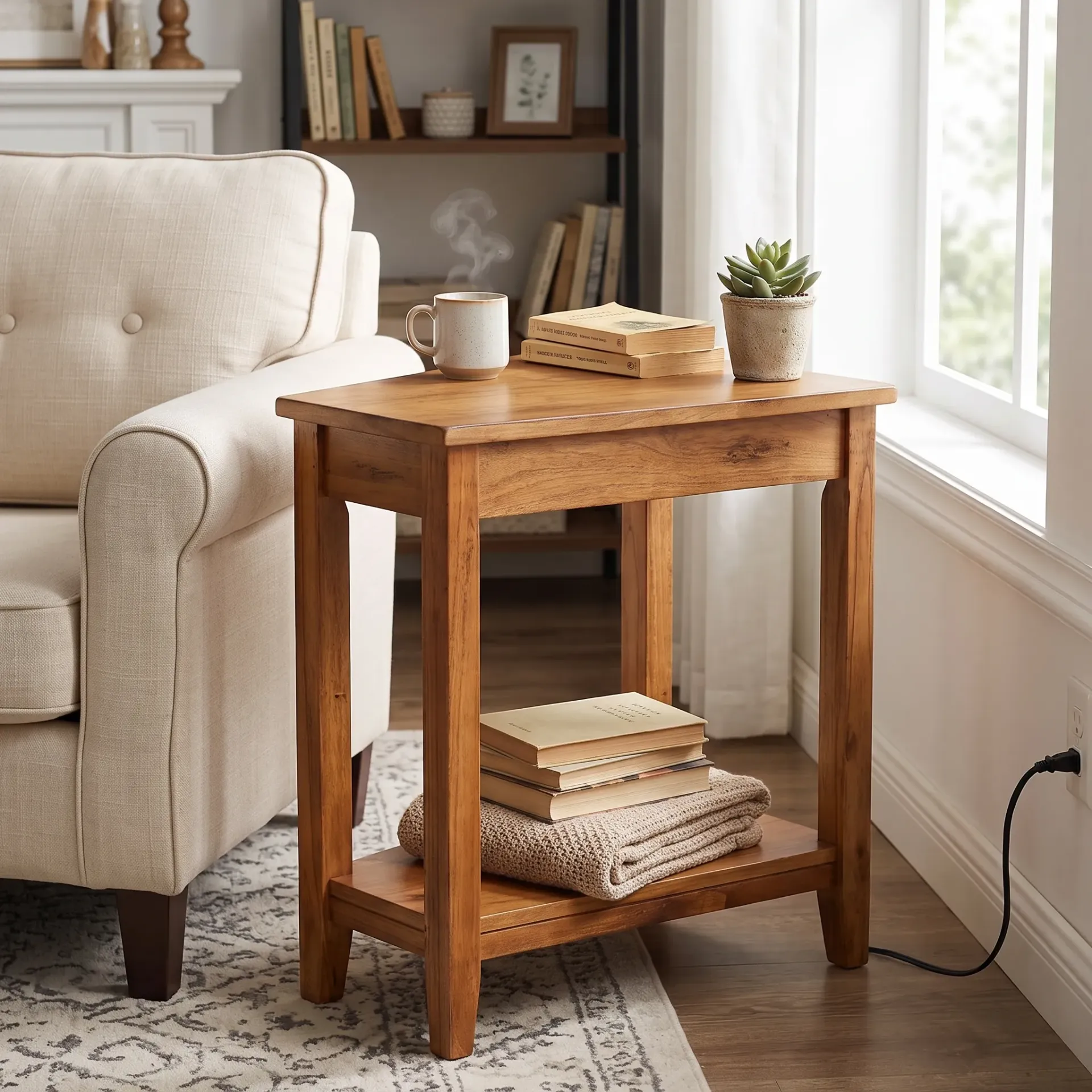 [2226RO-P] Santa Fe Chair Side Table with Power Strip